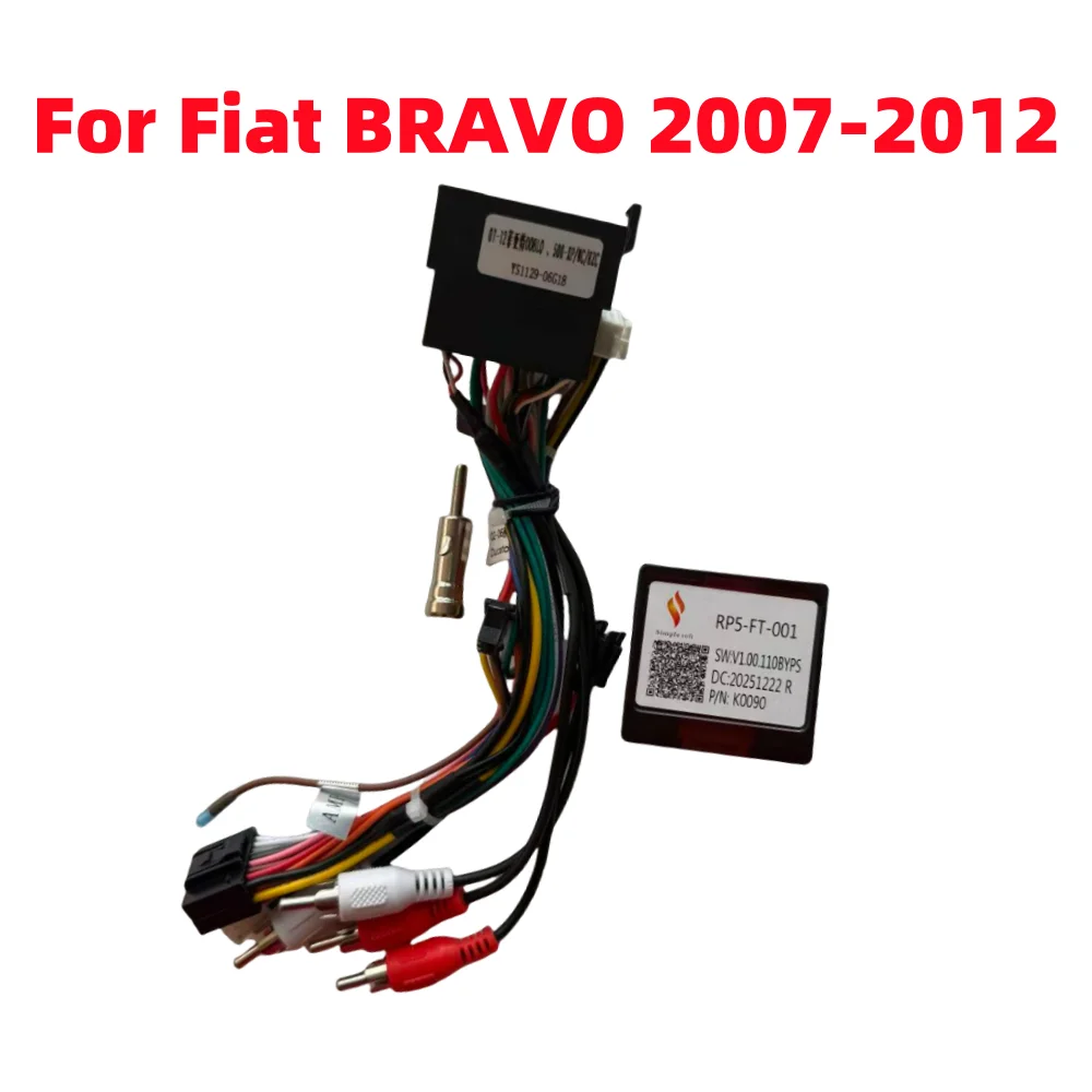 Caja Canbus XP RP5-FT-001 para Fiat Bravo 2007-2012, Radio GPS Android 2 Din para Auto, Receptor con Cableado de 16 Pines y Cable de Alimentación