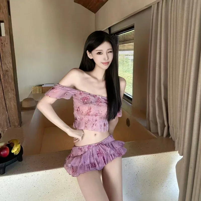 

Trendy Women's Sexy Slim Fit Swimwear, 2 Piece Split Ethereal Bikini, Chic Unique Design Hot Spring Beach Vacation Bathing Suit