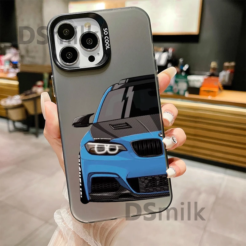 JDM CAR Phone Case for iPhone 16 15 14 13 Pro 12 11 Pro Xs X XR Max 8 7 SE Laser Hard PC+TPU Cases Back Cover