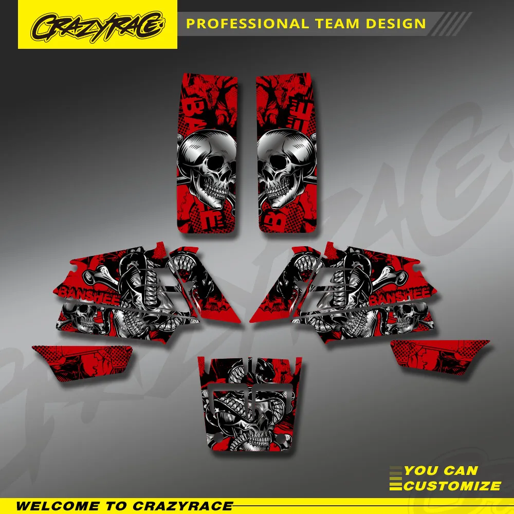 Motorcycle set Team Background Decals Graphic Stickers Kit For Yamaha BANSHEE 350 YFZ350 YFZ All Years ATV Full Plastic Custom
