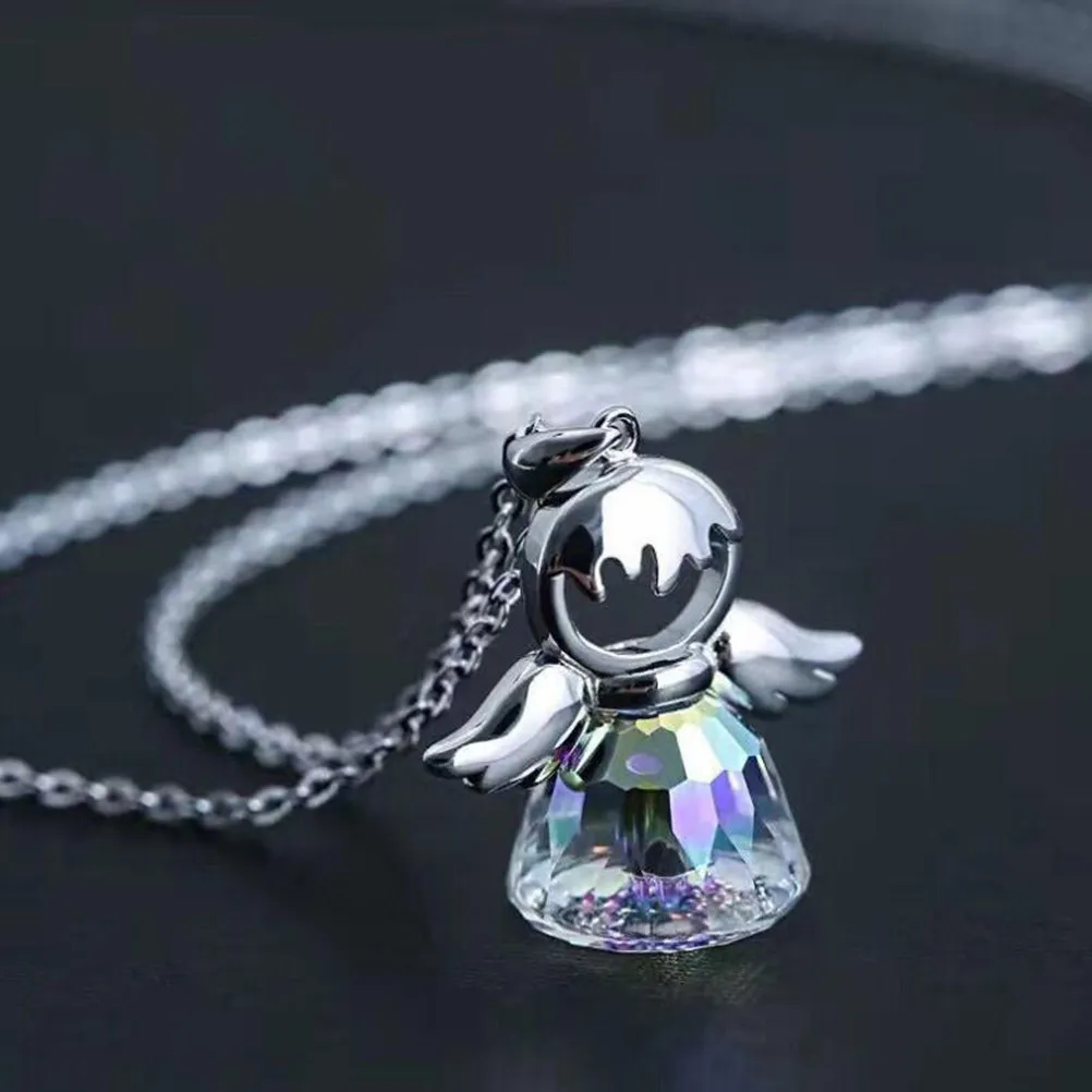 Necklace Delicate Guardian Angel Crystal Pendant Jewelry Necklace Romantic Jewelry Gift for Mother Daughter Friends