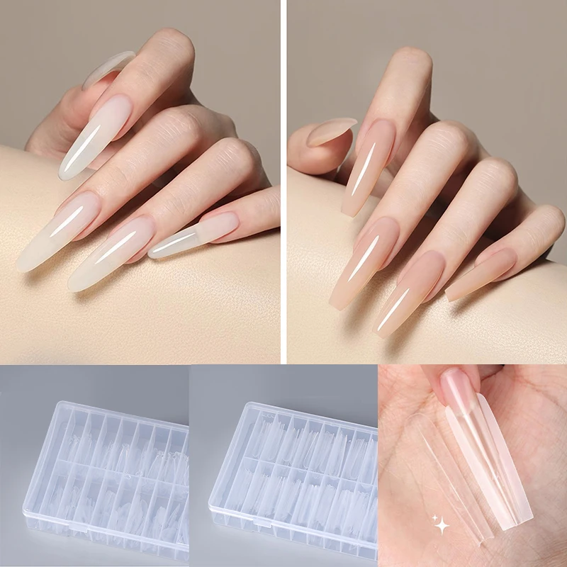 Moldes Duales para Uñas Sandwich, 240 Piezas, 14 Tamaños, Extensiones Rápidas, Moldes Duales en Forma de T, Elipse, Moldes para Manicura, Molde Superior, Molde Inferior, 3D