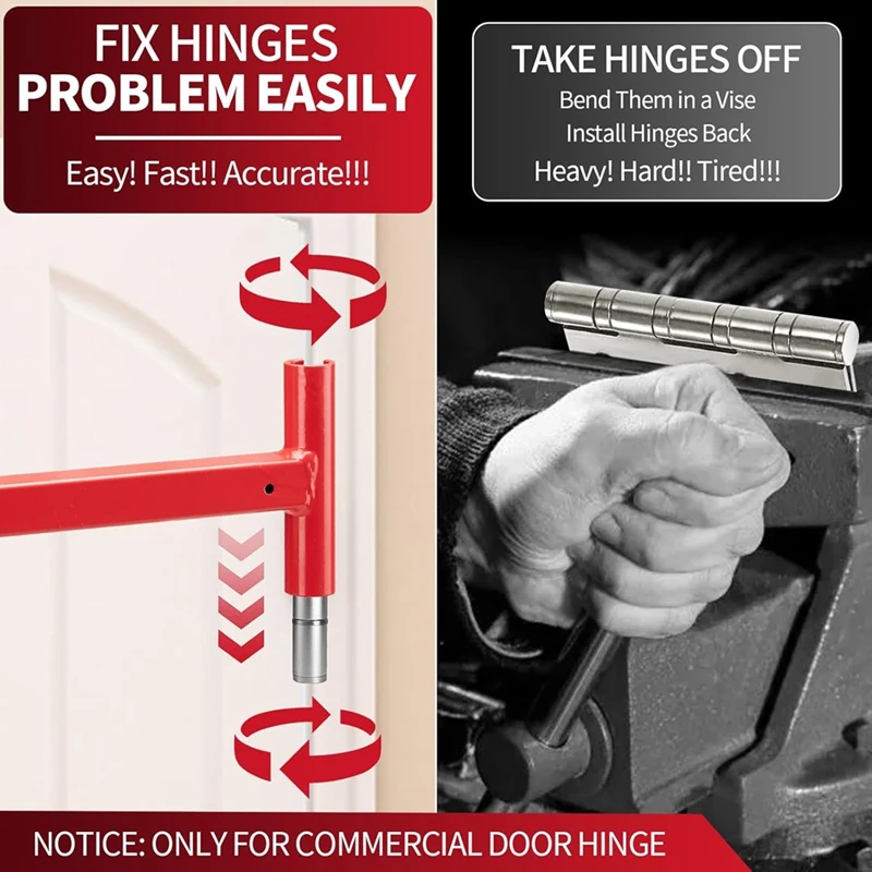 ABHU เครื่องมือปรับบานพับประตู-ด้ามยาวบานพับ Bender Wrench.134 เกจสําหรับ Commercial ประแจบานพับประตูพร้อมที่จับยาง