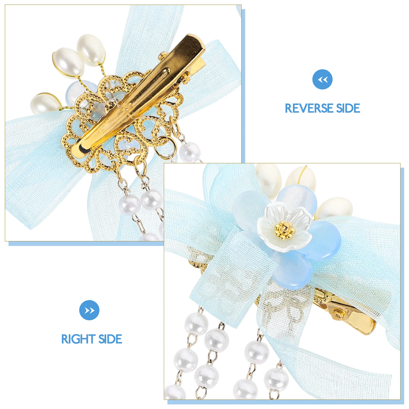 

2pcs Flower Hair Clips Girls Retro Tassel Hairpin Dangle Beads Women Hair Accessories Non Fading Safe Wear Daily Photo Shoot