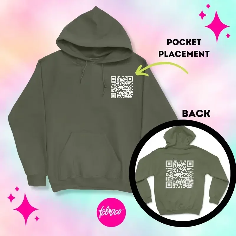 Funny FU QR Code Hoodie Hooded Drawstring Pocket  Sweatshirt Men/women Novelty Pullover Warm Fleece Lining Casual Daily Wear