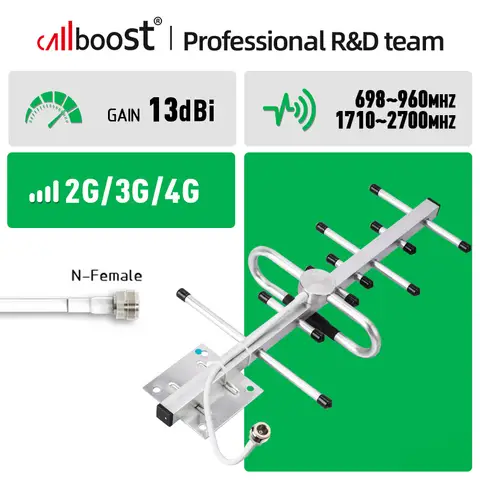 2G/3G/4G LTE CDMA 13dBi Yagi 안테나 698-960/1710-2700 휴대 전화 리피터 부스터 증폭기 용 N-암 커넥터