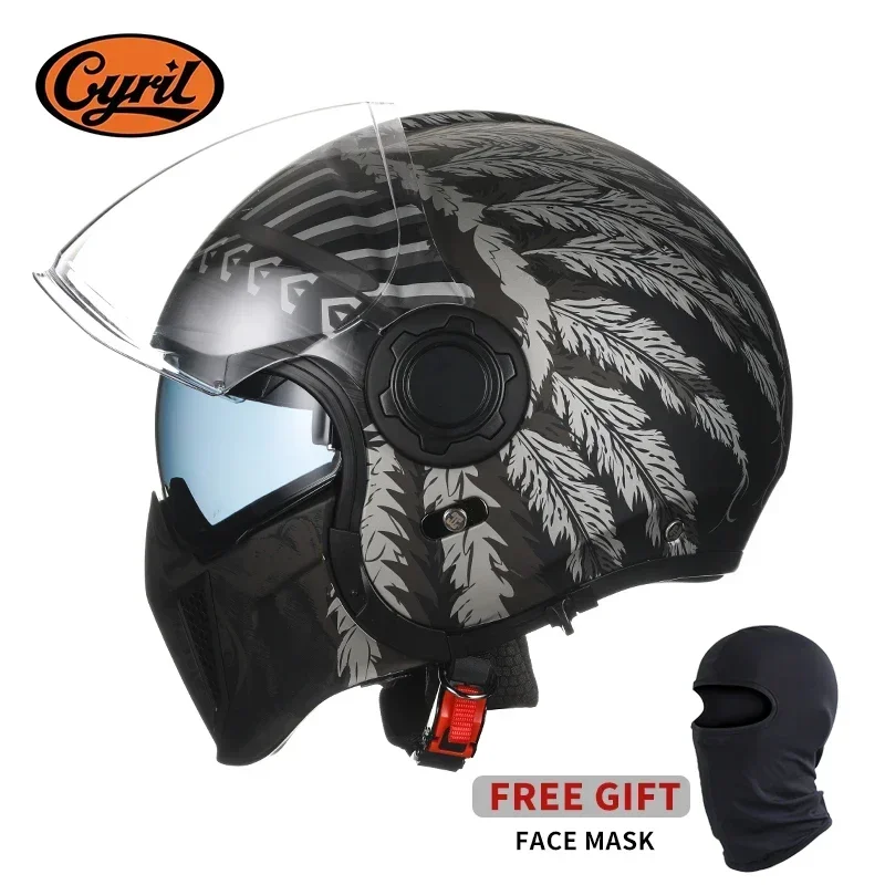 

Modular Motorcycle Full Face Open Face Helmet Double Lens DOT ECE APPROVED CYRIL OP12A Man Woman Retro Scooter Helmets