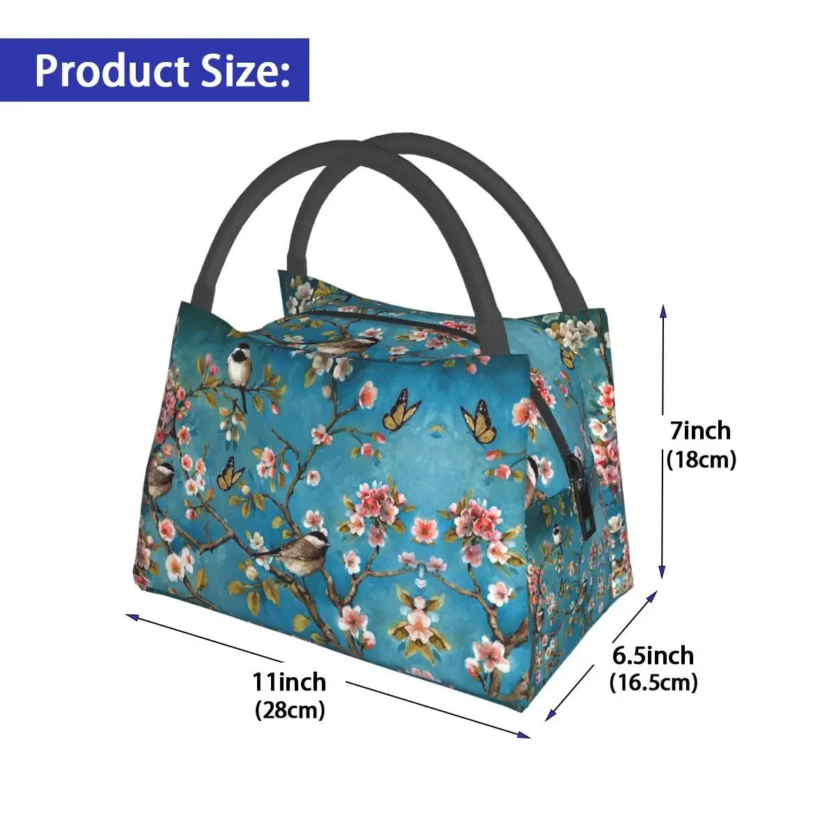 African Grey Parrot Lunch Bag Bird Flower Office Lunch Box For Unisex Casual Graphic Thermal Tote Handbags Oxford Cooler Bag