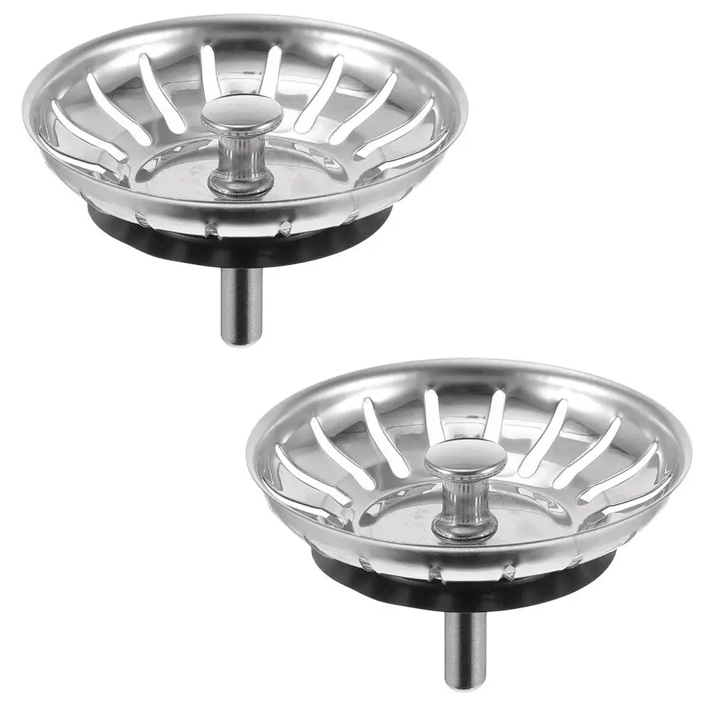 2Pcs Water Leak Filter Premium Stainless Steel Sink Drain Covers Kitchen Sink Hole Cover Washing Basin Plug Hole Stop Hair