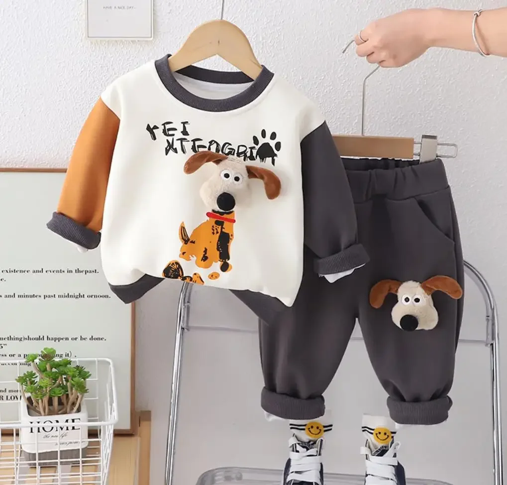 Korean Style Baby Boys Clothes Outfits 1 To 5 Years Kids Cartoon Casual Baseball  Jacket and Pants 2Pcs Set Children Girls Suit