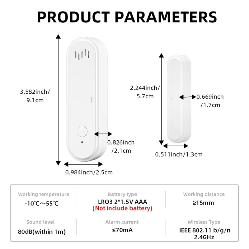 VVNB-Tuya Smart Wifi Tür Sensor 80Db Sound Fenster Sensor Smart Leben Arm Unscharf Tür Sensor APP Alarm Alarm Tür sensor