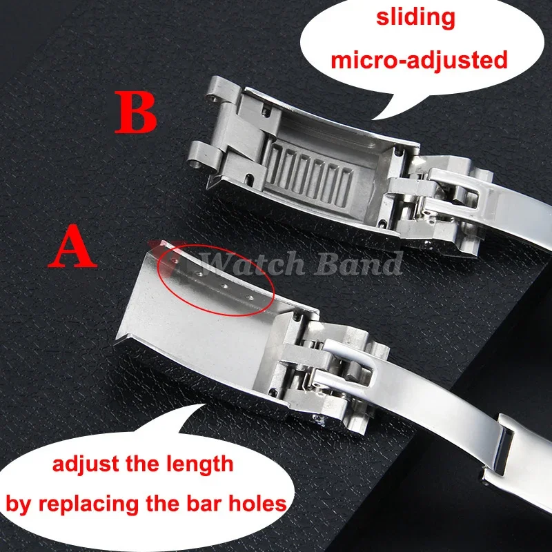 Cierre de correa de reloj de 9x9mm para Rolex, botón de tracción de ajuste fino de acero inoxidable, hebilla de reloj para DAYTONA SUBMARINER GMT