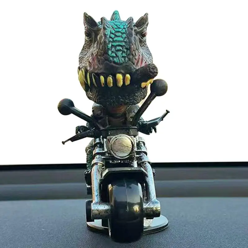 Drift Car Dashboard Ornament Dinosaur Rides Motorcycle Car Ornament Collectible Drifting Model Dynamic Ornaments For Car Lovers