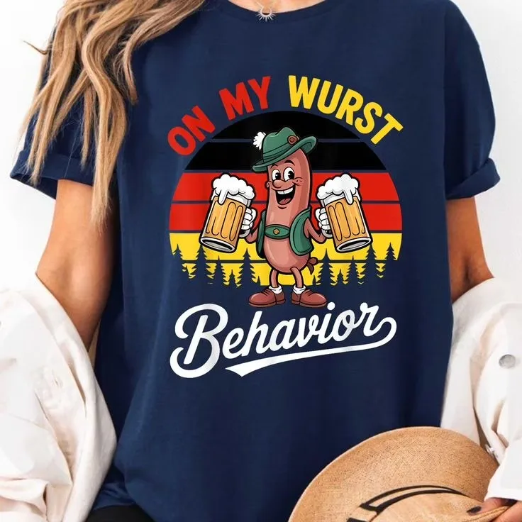 Oktoberfest On My Wurst Behavior Funny Ger.ma.n Unisex T-Shirt, Sizes S-5XL, Gategoo