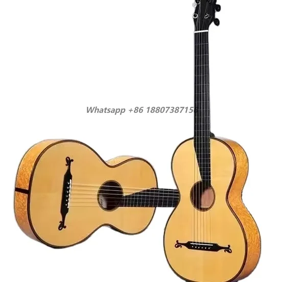 Master Luthiers 39-Inch Handcrafted Classical Guitar All Solid European Spruce Top Maple Body Ebony High-Gloss