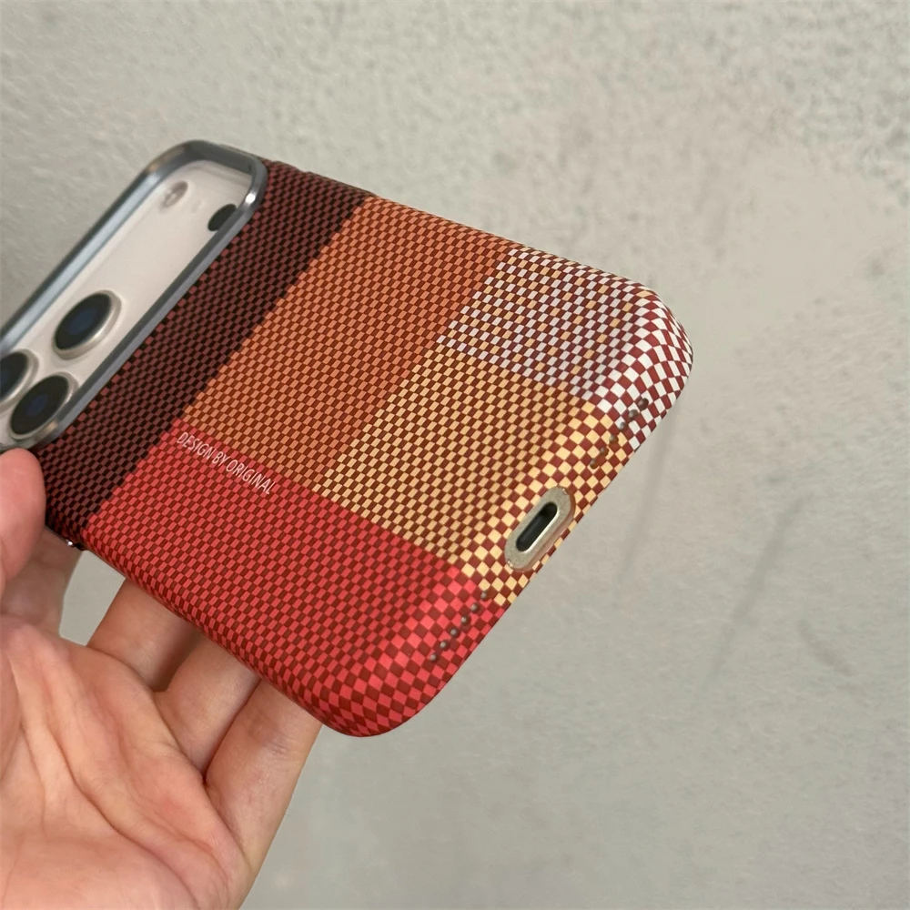 For Magsafe Magnetic Wireless Charge Relief Carbon Fiber Pattern Case For iPhone 17 16 15 14 Pro Max Shockproof Matte Hard Cover view 5
