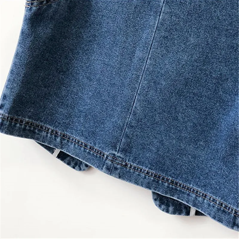 Primavera outono feminino curto denim colete jaqueta único breasted coreano fino casual jeans colete feminino topos chaleco mujer