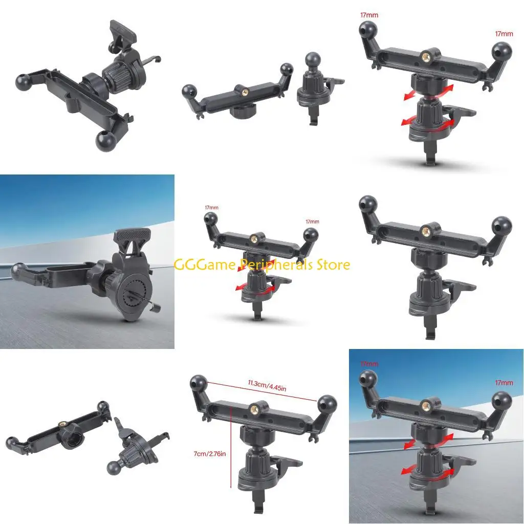 

U55B Air Outlet Hook for Phone Charging Stand Replacement Air Vent Clip Car Mount Double 17mm Joint Ball Head Grip Holder