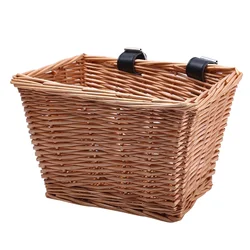 Front Handlebar Bicycle Basket Detachable Square Wicker Pet Basket for Kids Bike Adjustable Cycling Riding Equipment