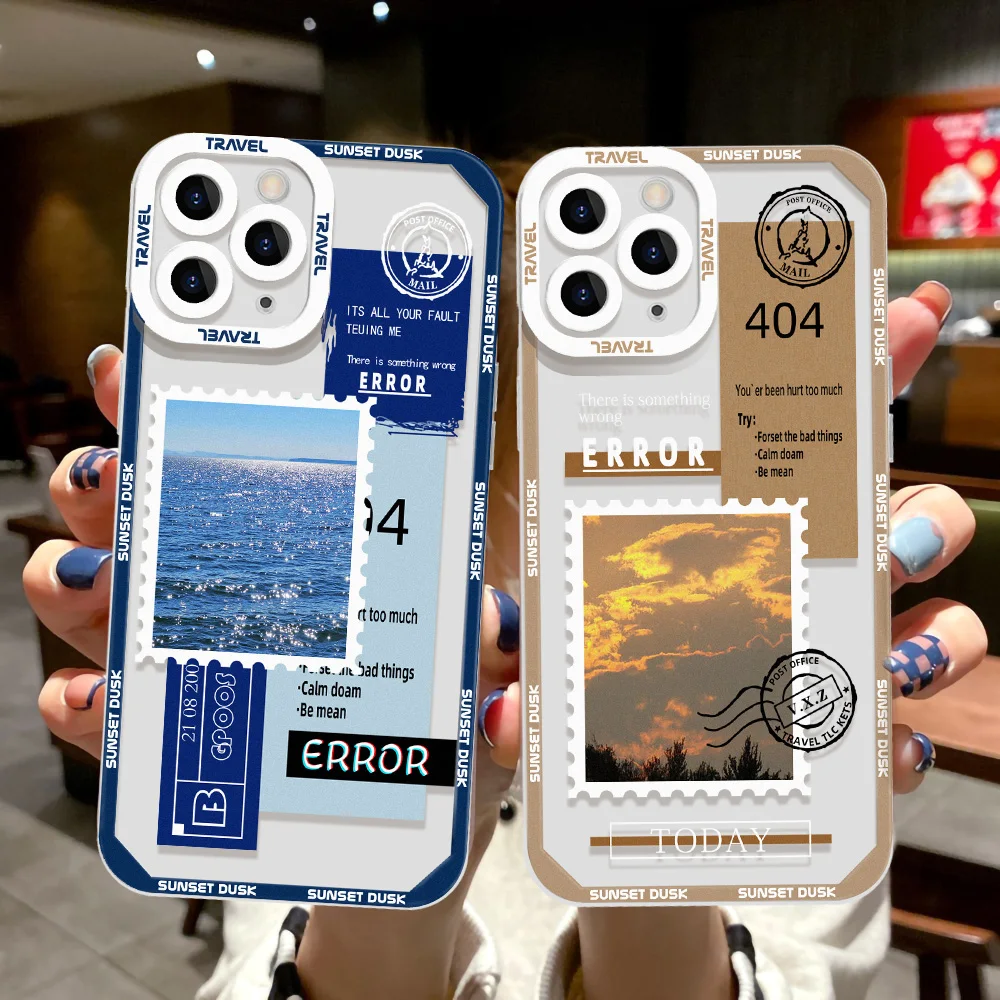 Landscape Stamp Label Case For Xiaomi Mi 11 Lite 5g NE Case Redmi Note 12 13 11 10 9 Pro Poco X6 X5 X3 Pro Mi 13T 12T Pro Cover