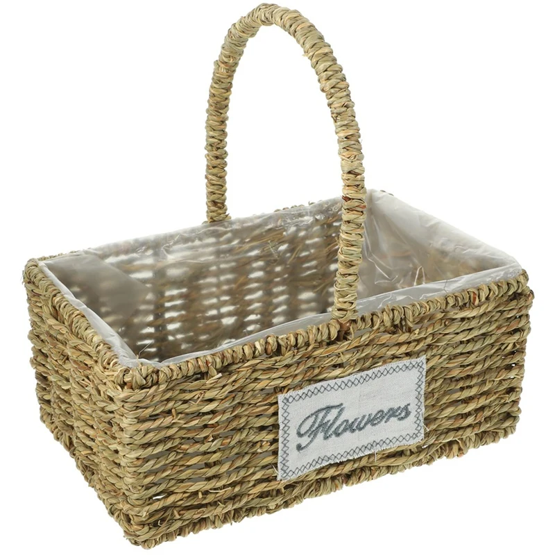 ABRE-Decorative Basket Grocery Basket Decorative Pot Desktop Basket To Weave Storage Basket Desktop Square Manual Basket