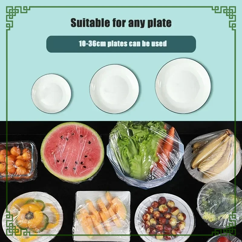 100 Pcs Elastic Food Covers, Disposable Plastic Bowl Lids for Fruit & Vegetable Storage, Freshness Seal Wraps
