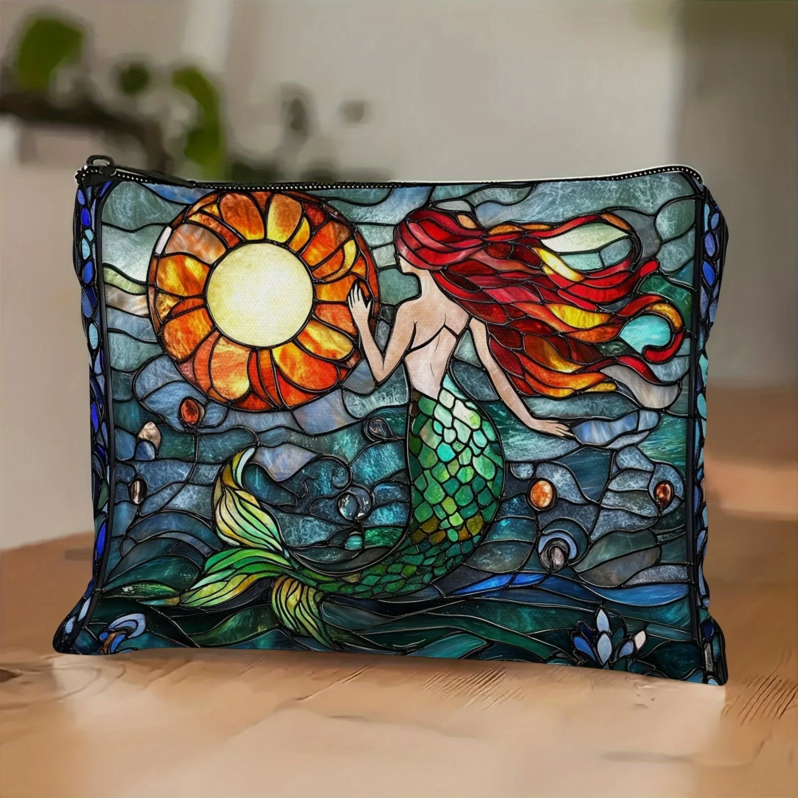 Un sac de maquillage sirène-sac à fermeture éclair multifonctionnel mignon pour femmes, sac de rangement de bijoux, petit sac de rangement à fermeture éclair de voyage parfait