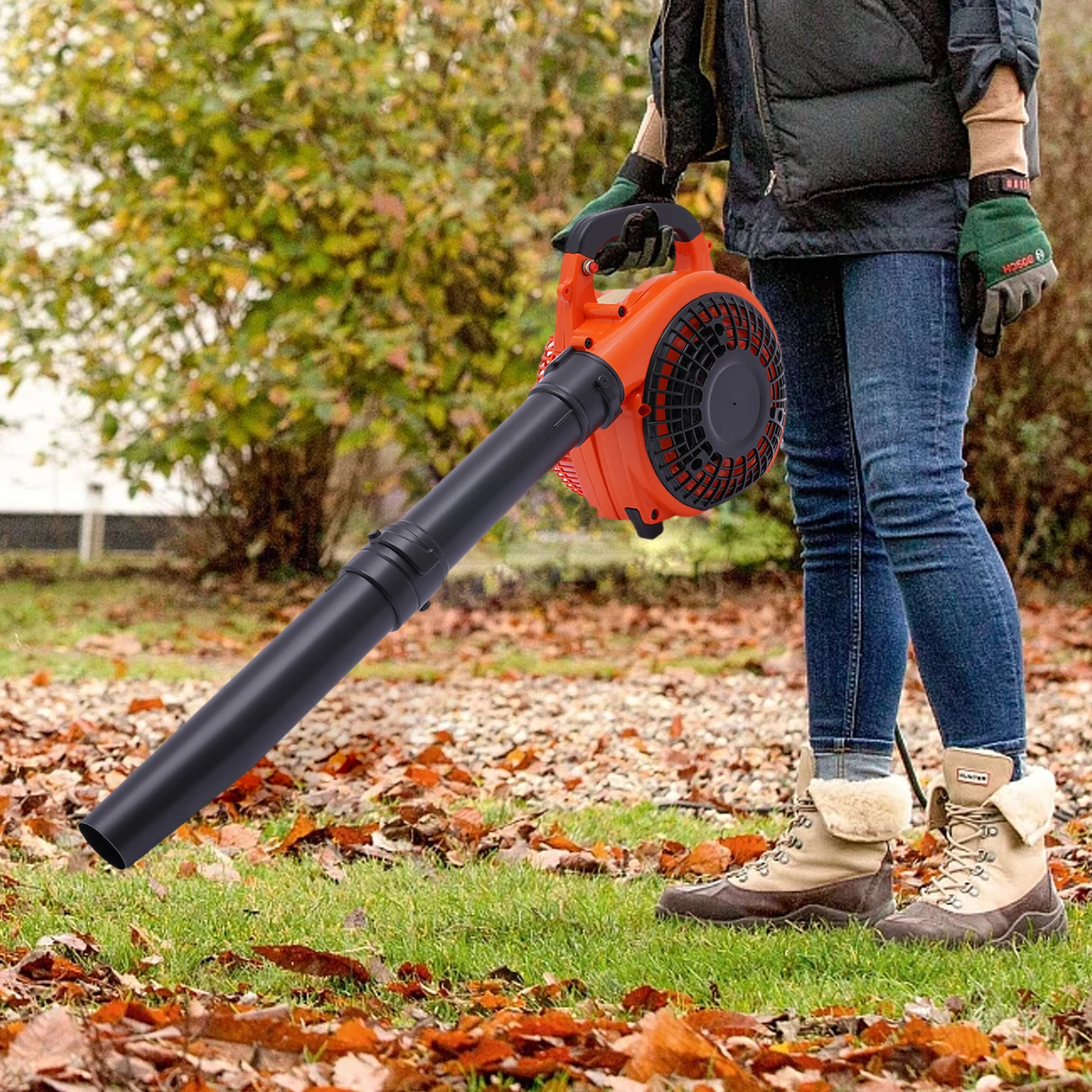 Soplador de hojas a gas, motor de 2 tiempos, soplador de mano de 25,4 cc, potente soplador de nieve y viento, 4,59 pies3/H, 7000 rpm