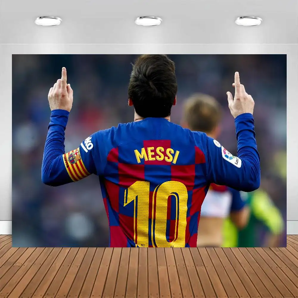 F-Football M-Messi الديكور خلفية غرفة الطرف الديكور خلفية القماش الأطفال عيد ميلاد راية التصوير الدعائم #1
