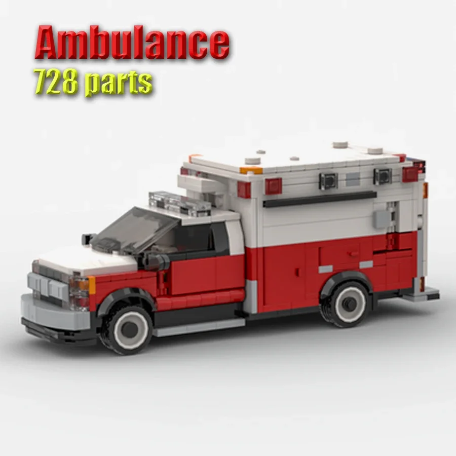 MOC-127800 Carro Ambulância Blocos, Brinquedos Modelos, MOC-127800