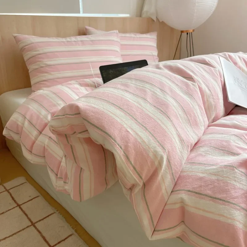 Single Double Exquisite Stripe 1Duvet cover+2Pillowcases 100%Cotton Experience  Comfort with Unparalleled Softness