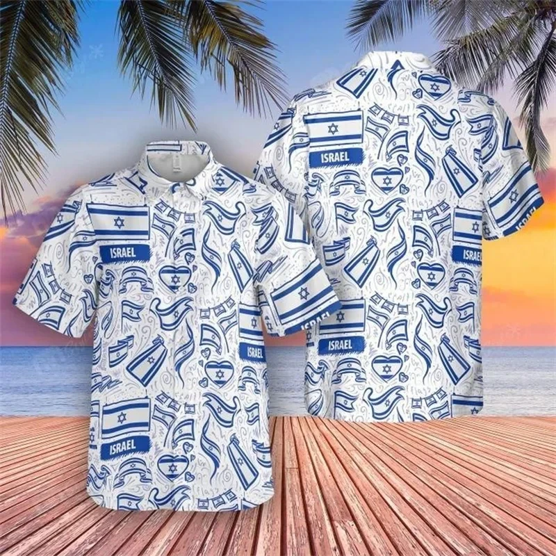 

Israel Nation Flag 3d Print Hawaiian Shirt For Men Clothing Summer Oversized Surf Beach Shirts Casual Short-sleeved Blouse Tops