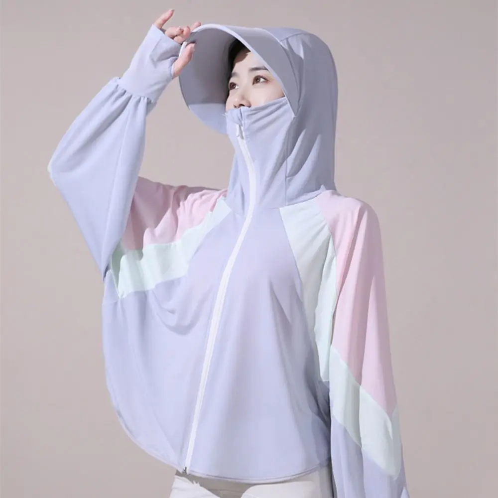 Sweatshirts Sunscreen Clothing Anti UV Long-sleeved Outdoor Sun Protection Coats Patchwork Thin Sunblock Clothing Summer