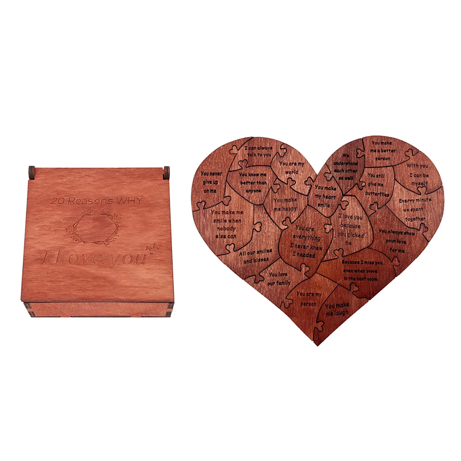 Wooden Heart Puzzle Valentines Day Heart Shape Puzzles Romantic Love Heart Puzzles With Box For Wedding Anniversary