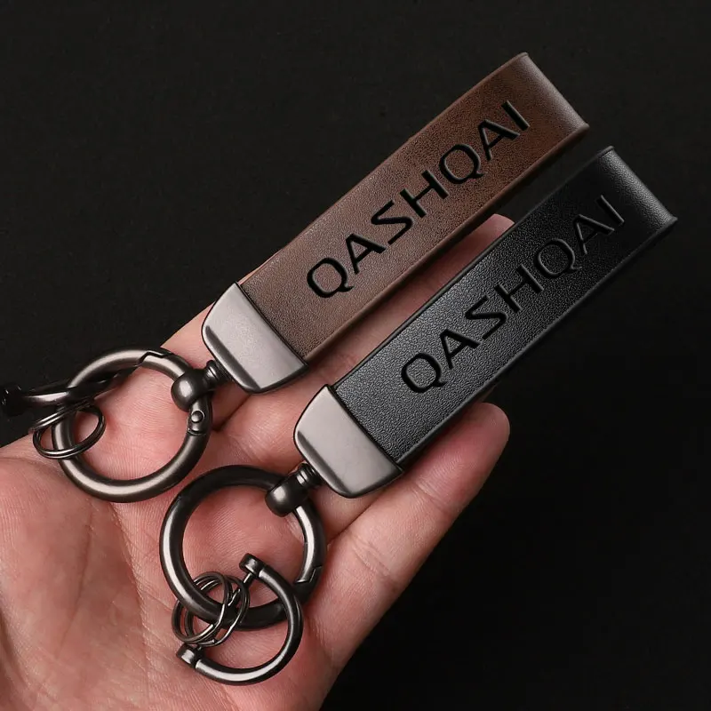 For Nissan QASHQAI with logo car Accessories Luxury Genuine Leather Keychain Car Key Ring Hol