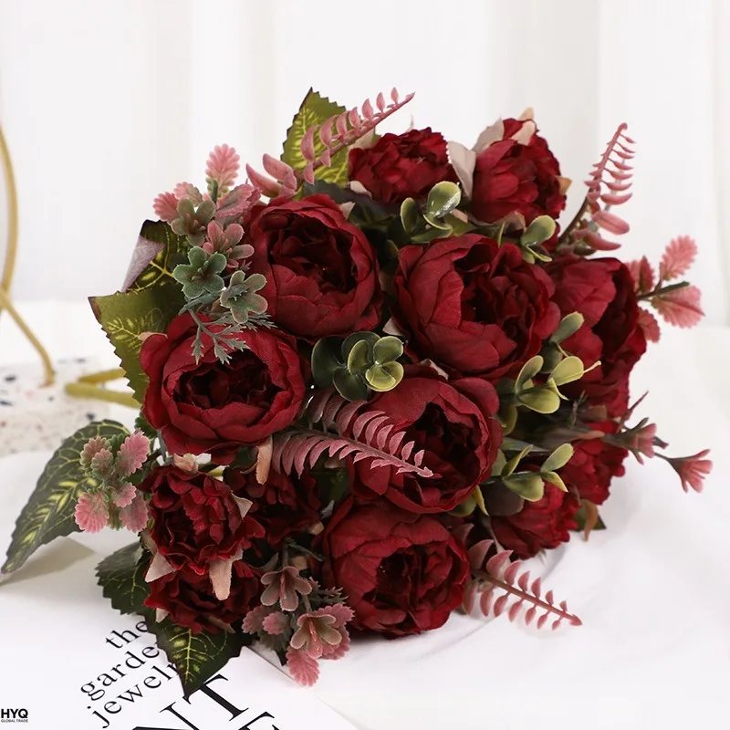 Fleurs artificielles pivoine Ronghua, décoration maison & mariage