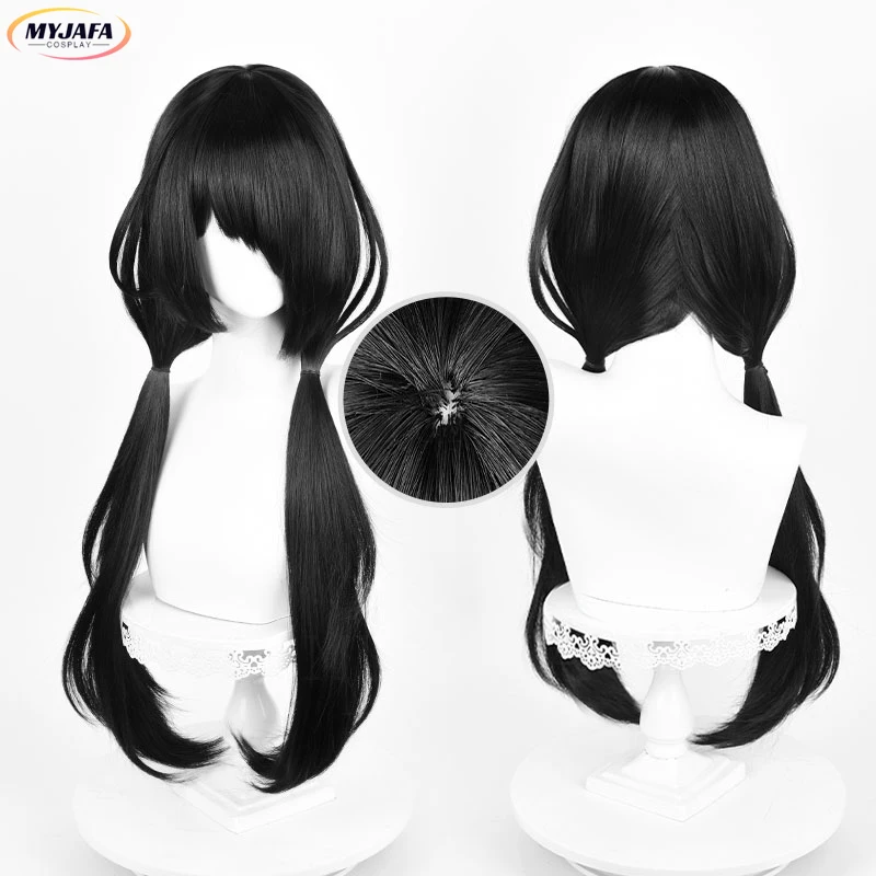 

Tokisaki Kurumi Cosplay Wig Anime Tokisaki Kurumi Long Black Wig Heat Resistant Synthetic Hair Role Play Wigs + Wig Cap