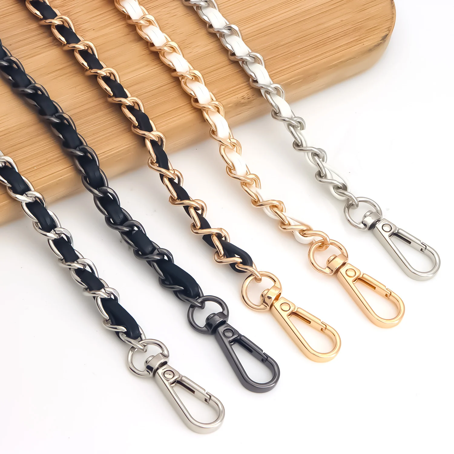 47in PU Leather Flat Chain Strap Handbag Chains Purse Straps Shoulder Cross Body Replacement Strap DIY Purse Making