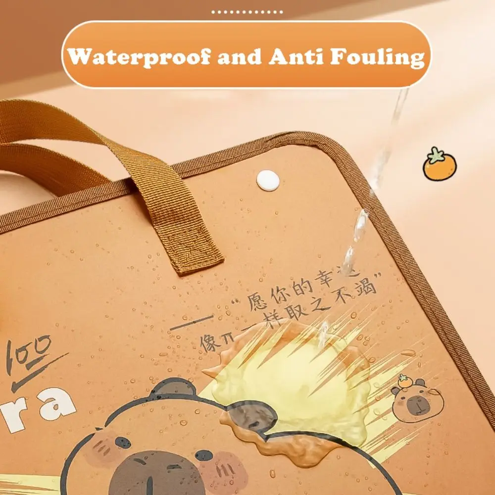 Cute Capybara A4 File Folder 13 Pockets Waterproof File Organizer Large Capacity Cartoon Document Bag Students