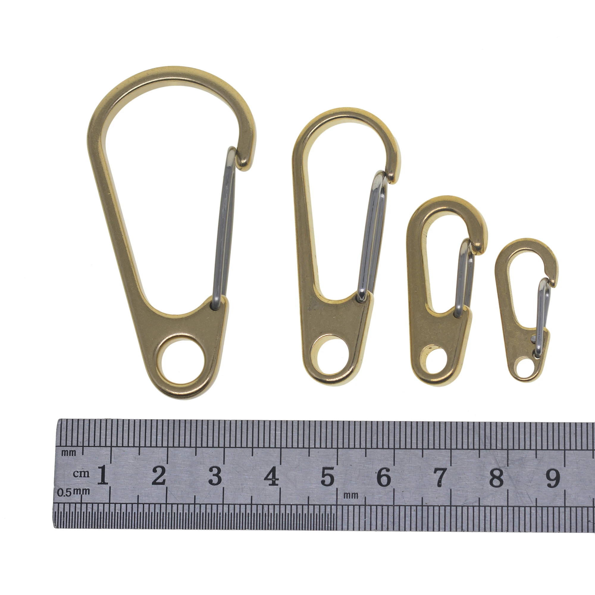 Super Strong Brass Stainless Steel Spring Snap Hook Quick Release Carabiner Paracord Clasp EDC DIY 1 to 2.4 Inch