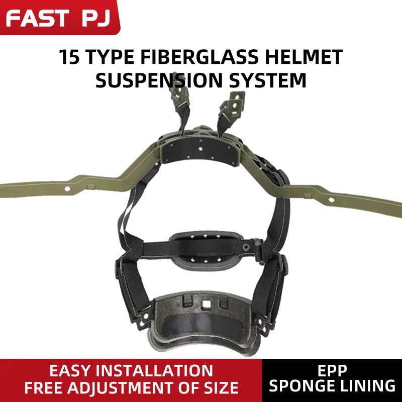15 Ballistic Helmet Full Set - Suspension Liner & Cuttlefish Rail | Military-Style Outdoor Tactical Civilian Accessory