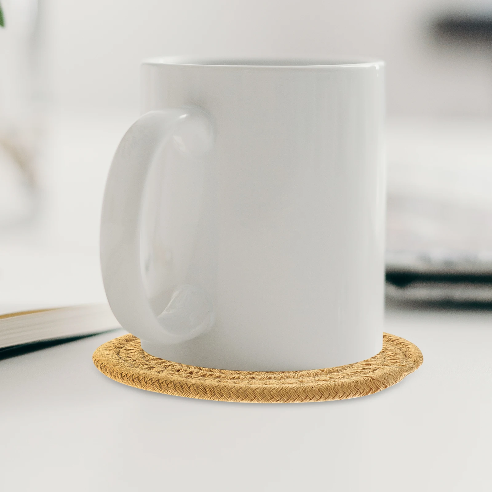 

8Pcs Home Cotton Braided Coasters Heat Resistant Drink Coasters for Cups Table Decoration Woven Drink Mats Set