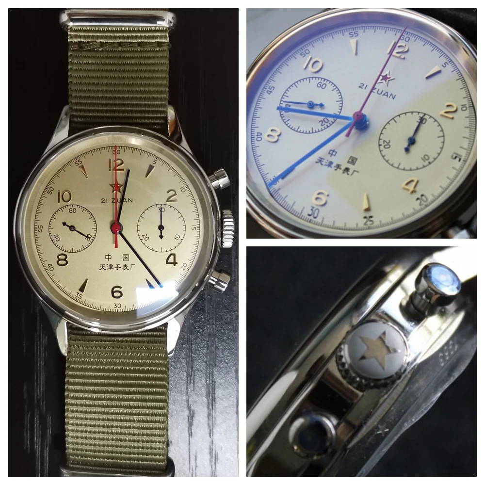 Relógio Piloto Cronógrafo Masculino, Relógio Piloto, ST1901 Retro, Relógio de pulso mecânico de vento manual, Relógios da Força Aérea Chinesa 38mm, 40mm, 38mm, 40mm
