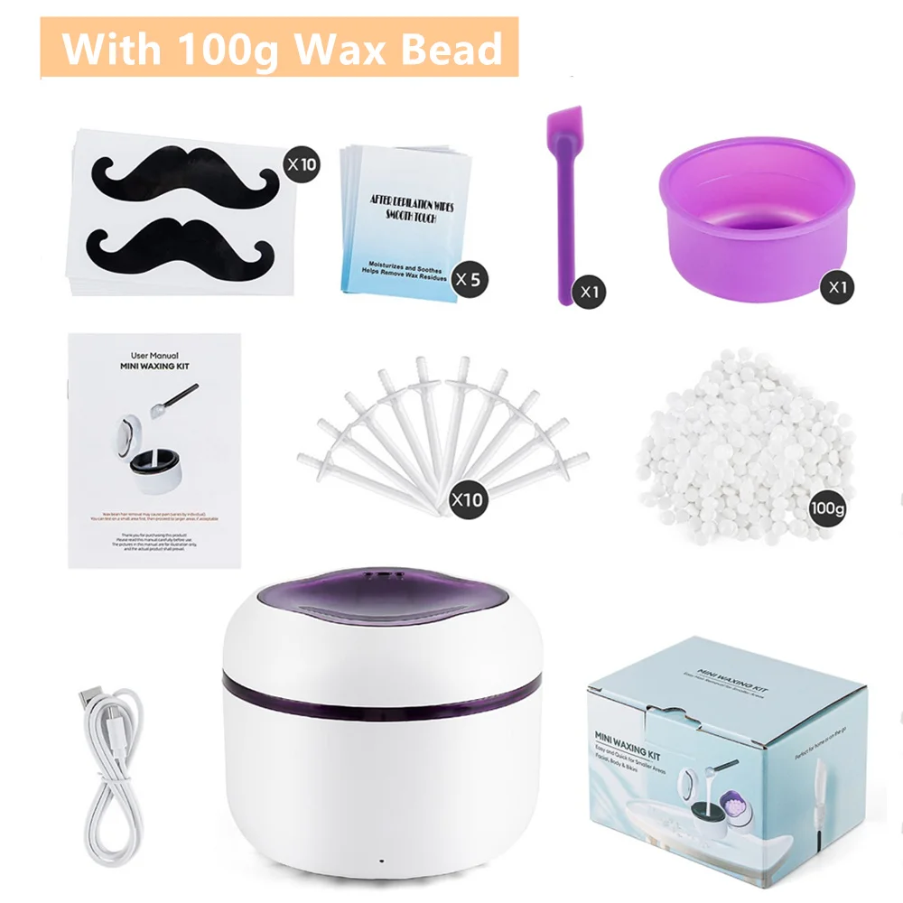 Mini Wax Heater Machine 40g Siliconen Kom Wax Warmer Neus Oor Ontharing Waxen Kit Wax Bean Wax Verwarming smeltkroes Smelter