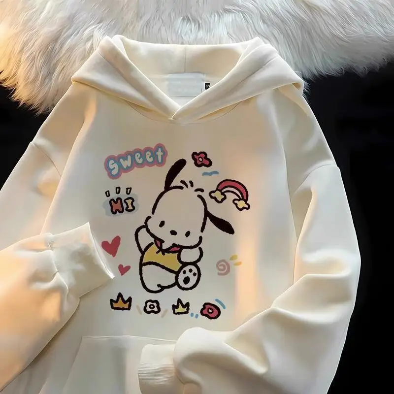 سانريو مرحبا كيتي امرأة قمصان سويت شيرت بقلنسوة Cuteore الكرتون طالب الخريف فضفاضة طويلة الأكمام بلايز امرأة ملابس خارجية جديد