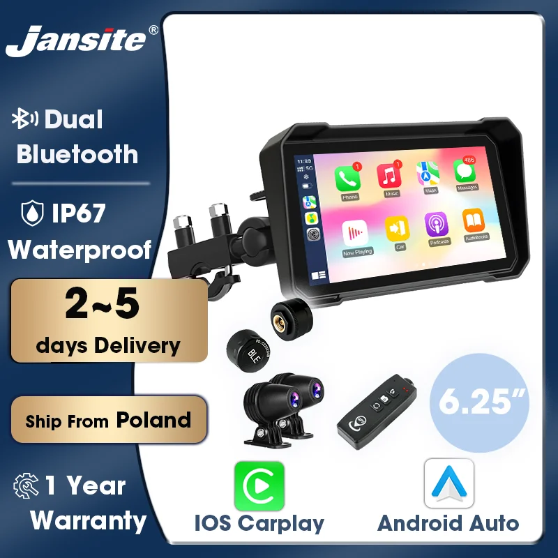 Para CFMOTO 1250TR-G 2020-2026 Srnubi Pantalla de Tablero Digital Moto Extraíble de 6.25", DVR Bluetooth TPMS CarPlay Inalámbrico Android Auto IP67 Pantalla Portátil de Navegación GPS Resistente al