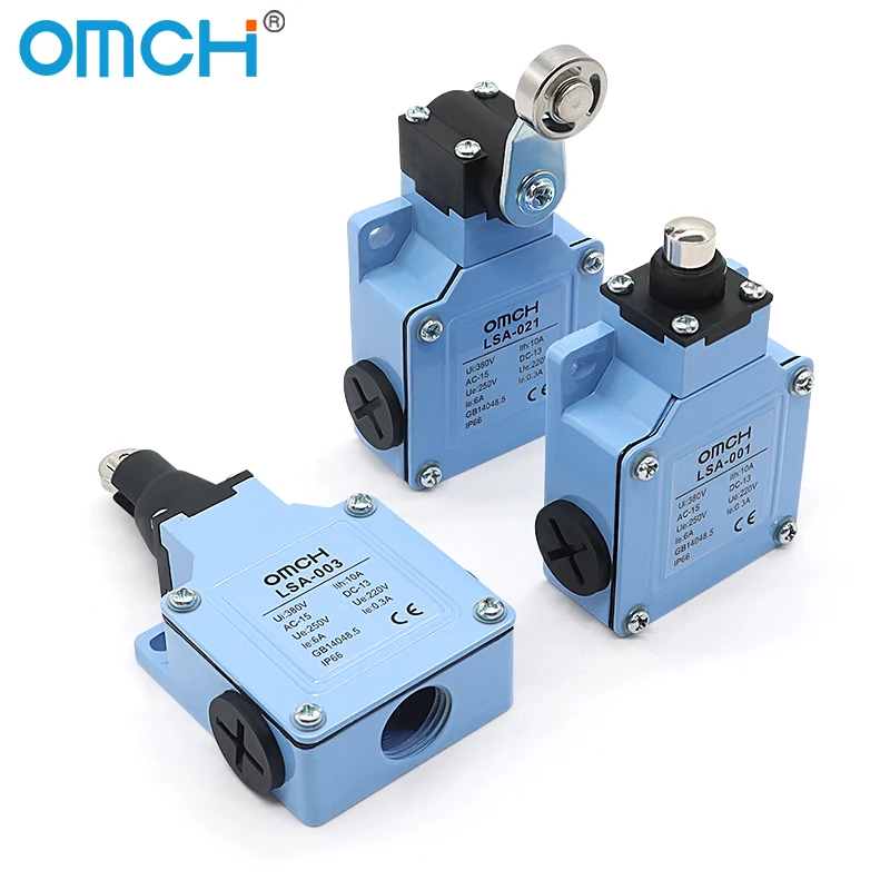 OMCH Silver contact Self Reset IP66 Waterproof Travel Switch LSA Series 10A LSA-001 003 012 021 031 Limit Switch