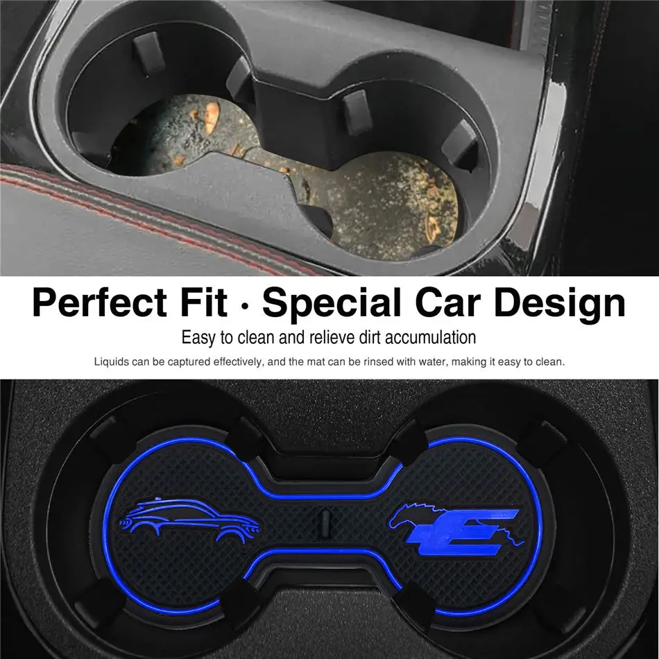 Non-Slip Car Cup Coaster Slot Pad for Ford Mustang Mach-e 2021-2023 Anti-Slip Mat Pocket Mat Interior Cup Holder Pad Accessories