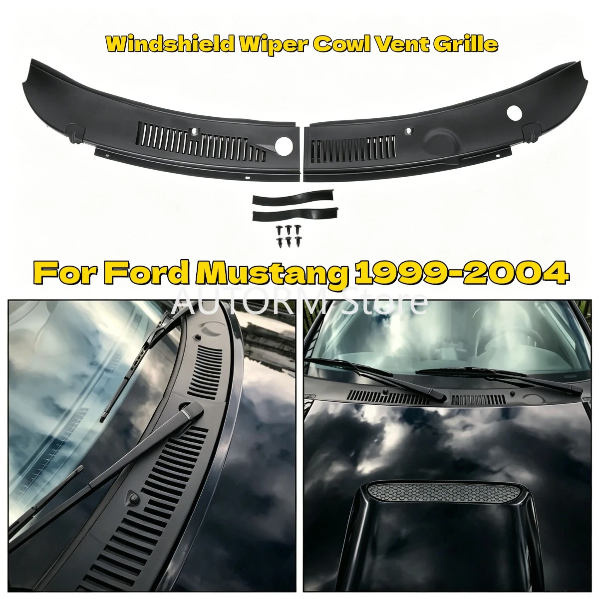 

For Ford Mustang 1999-2004 Fornt Windshield Wiper Cowl Grille Vent Cover Panel Hood Assembly OME：3R3Z6302228AAA