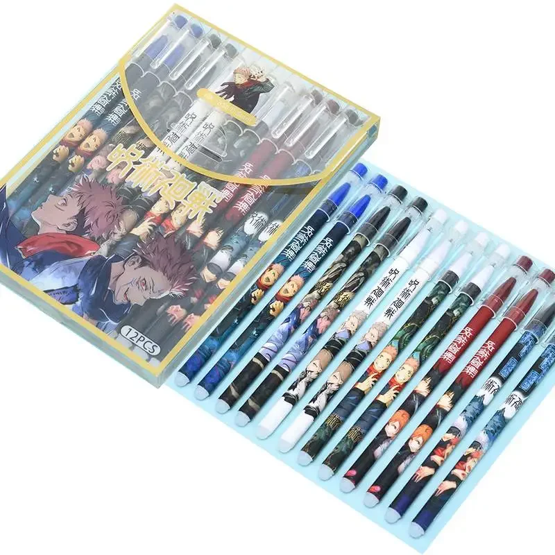 6 Teile/satz Anime Löschbaren Gel Stift Blau Löschbaren Stift Waschbar Griff kinder Schreibwaren geschenk